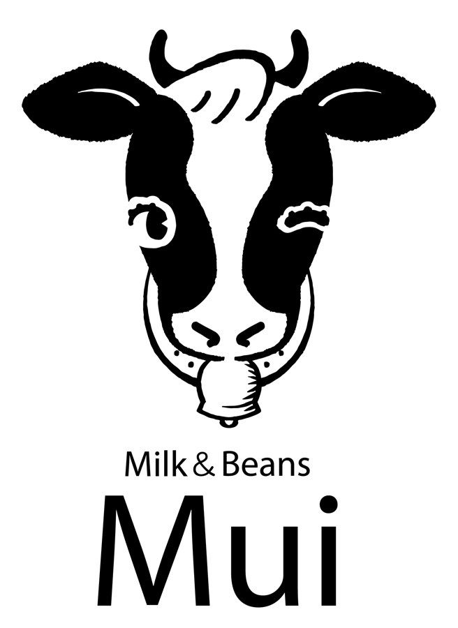 Milk & Beans Mui のロゴ(牛のイラスト)
